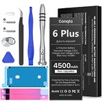 [4500mAh] Battery for iPhone 6 plus, [2023 New Upgrade] Conqto Ultra-High Capacity 0 Cycle Replacement Battery for iPhone 6 plus models, A1522, A1524, A1593 with Full Set Repair Tool Kits