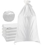 SEUNMUK 50 Pack 18 x 30 Inch Empty Sandbags, Empty White Woven Polypropylene Sand Bags, Heavy Duty Flood Protection Sand Bags with 20 M Ties for Flood Control, Storage