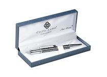 Pen in a Celtic Trinity Knot Etched Design in Black and Silver Colours