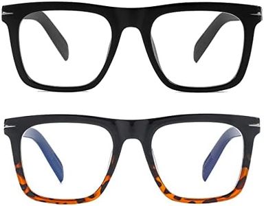 Gleyemor Blue Light Glasses for Men Women Trendy Square Frame Blue Light Blocking Lens Computer Glasses (Black + Black&Tortoise)