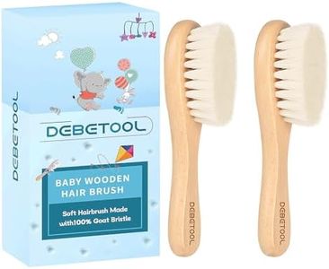DEBETOOL Baby Hair Brush, 2 Packs - Natural Wooden Brush with Premium Goat Bristle, Ideal for Newborns & Toddlers, Promotes Healthy Hair Growth, Prevents Scalp Irritation, Off-white