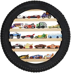 Tapeera Model Car Display Case Stand - Toy Cars Organizer Wall Display Tire Shelf Cabinet - Holds Up to 18 Diecast 1/64 Car Collectibles - Compatible with Hot Wheels Matchbox - Wheel Diameter 16 Inch