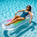 Toy Imagine King Kool Lounge Pool Lounger – Inflatable Float with Backrest, Armrests & Cup Holder Assorted (63" x 33.5")