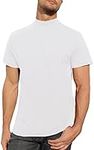 Mens T Shirt Short Sleeve Basic Mock Turtleneck Slim Fit Undershirt Cotton Pullover Thermal Solid Tops White, S