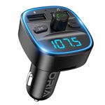 ORIA Bluetooth FM Transmitter for Car, [Upgraded] Wireless in-Car Radio Adapter Car Kit, Universal Car Charger with Dual USB Charging, Hands-Free Calling, Music Player Supports TF Card & USB Disk