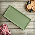 The Earth Store Olive Green Ceramic Rectangular Platter Plates for Serving | Serving Platter for Kitchen & Dinning | Ideal for Snacks, Fruits, & Desserts | 26 X 14 CM Set of 1