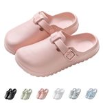 IDEINER Women Garden Clogs Shoes Men Slip on Mules Sandal Lightweight Nurse Kitchen Clogs Soft Bottom Adjustable Buckle Slippers Ladies Clogs in Print Design Walk Shoes Pink Size UK 5.5