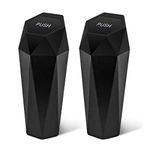 OUDEW Trash Can with Lid New Car Dustbin Diamond Design, Leakproof Vehicle Trash, Mini Garbage Bin for Automotive, Home, Office, Kitchen, Bedroom, 2PCS (Black)