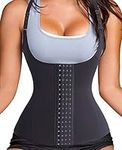 Nebility Women's Waist Trainer Work Out Corset Tummy Control Shapewear Compression Vest Body Shaper (L, Black)