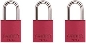 ABUS 09124 72/30 Aluminum Safety Padlock Keyed Alike, 3 Count, Red, 3 Piece