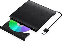 HQU External CD Drive, USB 3.0 Portable CD/DVD +/-RW Drive Slim DVD/CD ROM Rewriter Burner for Laptop Desktop PC Windows XP/2003/Vista/7/8.1/10, Linux