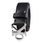 Calvin Klein Men's Logo Buckle Belt, Black/Silver, Large