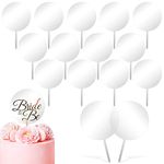 Blank Acrylic Cake Toppers,15PCS Round Acrylic Mirror Cake Topper 4 Inch Clear Circle DIY Cupcake Toppers Blanks Cake Picks for Birthday Anniversary Wedding Baby Shower Party Supplies (transparent)