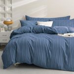 JELLYMONI Blue Duvet Cover Full Size - 3PCS Microfiber Tufted Duvet Cover Set, Boho Striped Tufted Textured Duvet Cover with Corner Ties & Zipper Closure