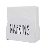 Karisky Farmhouse Napkin Holder for Tables, Vintage Rustic Wood Freestanding Tissue Dispenser with Non-Slip Pads for Kitchen, Dining Decor, White