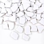 500g Irregular Ceramics Mosaic Tiles, 2-4cm Mosaic Pieces Stones for DIY Mosaic Making Craft Hobby Arts Home Wall Decoration (White)