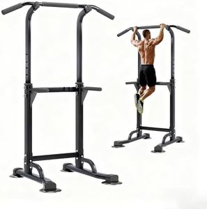 Black Height Adjustable Pull Up Bar Station, Power Tower Home Strength Training Fitness Workout Equipment for Home Gym, 98 * 82 * 210Cm