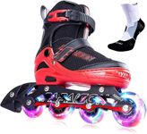 PAPAISON Adjustable Inline Skates for Kids and Adults with Full Light Up Wheels, Outdoor Roller Blades for Girls and Boys, Men and Women