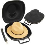 CASEMATIX Hat Case for Fedora, Panama, Bowler Hats and More - Hard Shell Hat Travel Case with Carry Strap, Luggage Strap, ID Slot and Protective Insert for Hats With Brims Up To 3"