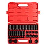 SUNEX TOOLS 2668, 1/2 Inch Drive Master Impact Socket Set, 39-Piece, SAE, 3/8" - 1-1/2", Standard/Deep, Cr-Mo Steel, Heavy Duty Storage Case, Includes Universal Joint