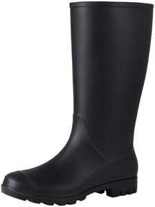 Asgard Women’s Tall Rain Boots Waterproof Knee High Rainboots Rubber Garden Boots, Matte Black, 41