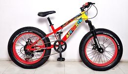 Appgrow Fat Bike in 20" Wheel Size with 20 * 4.00 Super Fat Tyres with Double disc Brakes for 7-12 Years Kid with 7 Speed Shimano Gears