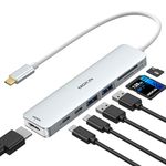 USB C Hub HDMI Adapter for MacBook Pro/Air, MOKiN 7 IN 1 USB C Dongle Mac Adapter with HDMI, Type C Data Port,100W PD,SD/microSD and 2 USB3.0 for Dell/Lenovo/Thinkpad(Silver)