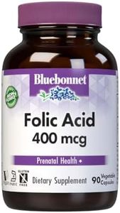 Bluebonnet Folic Acid 400 mcg Vegetable Capsules, 90 Count