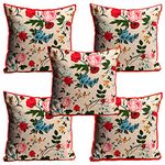 DREAMVIO Jute Exclusive Decorative Throw/Pillow Covers, Cushion Covers for Living Room, Bed Room, Sofa,Chairs Pack/Set of 5 (Multicolour, Size 24 x 24 Inches)