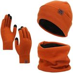 mysuntown Beanie Hat Scarf and Glove Set,Touch Screen Gloves Set and Neck Warmer,3-Piece Winter Hats for Women,Orange