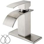 Waterfall Bathroom Faucet - Brushed Nickel Bathroom Sink Faucet, Single Handle Washbasin Faucet, 1 or 3 Hole Deck Mount Mixer Faucet, Stainless Steel Lavatory Tap