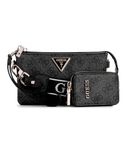 GUESS Women's Latona Mini Triple Compartment Top Zip, Crossbody, Coal Logo, One Size