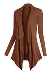 Urban CoCo Women's Vogue Long Sleeve Irregular Hem Open Front Cardigan (Caramel, M)