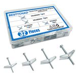 BESTYCHAO 32pcs 4 Sizes Wing Spring Toggle Bolt with Screws Assortment Kit M3 M5 M6 for Plasterboard Hollow Wall Fixings