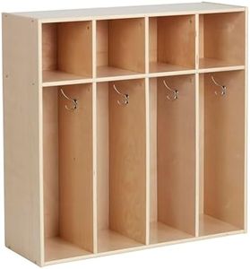 ECR4Kids Streamline 4-Section Coat Locker, Toddler Size, Kids Furniture, Natural