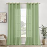 HOMEMONDE Solid Sheer Curtain Set For Long Door 9 Feet, Linen Textured Plain Sheer Long Door Curtain For Home Decor, Hangs Elegantly With Grommet Curtains (4.5 Ftx9Ft Mint)