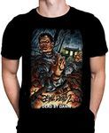 Evil Dead by Dawn Mens Tshirt Halloween Gothic Horror Print, Black Graphic T-Shirt, Movie Poster Tee