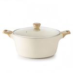 SENSARTE Ceramic Nonstick Stock Pot with Lid, 8.5 QT Soup Pot Casserole Pot, Non-Toxic Healthy Pasta Pot, Large Cooking Pot Stew Pot, Induction Compatible, PFOA PFAS PTFE Free, White