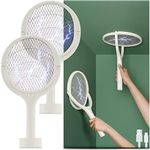 2-Pack Rotating Head Rechargeable Electric Fly Swatter Fly Zapper Fly Zapper Racket Fly Killer Fly Catcher Fruit Fly Trap Spider Catcher Bug Zapper Mosquito Killer Insect Wasp Trap