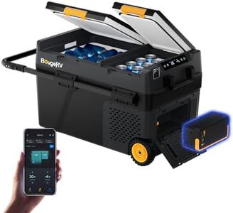 BougeRV CRD2 V2.0 43 Quart Portable Fridge Freezer with 240Wh Battery, 12 Volt Car Refrigerator, -4℉~68℉ Dual Zone Compressor Electric Cooler for Overlanding, Camping, RV, Truck(2026 New Model)