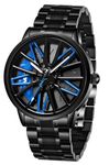 V2A Vortex Wheel Rolling Series Men’s Analog Watch Open Dial Blue Watch – Car Wheel-Inspired Design, Hollow Out Elegance Casual Watch for Men | Gift for Men