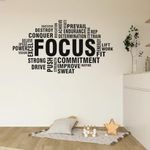 Sky Flying Focus Word Office - Inspirational - Motivational - Quotes - Wall Sticker for Kids Room, Living Room, School, Library, Gym (Size - 65CM X 125CM)