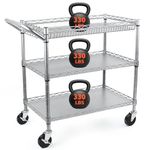 BolDuck Heavy Duty Utility Cart on Wheels,990Lbs Capacity 3 Tier Rolling Carts with Wheels,Kitchen Cart on Wheels with Storage,Commercial Grade Metal Serving Cart with Wire Shelving &Handle Bar,Silver