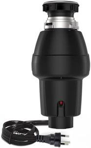 GarveeTech Garbage Disposal 1 HP, Continuous Feed Food Waste Disposer with Air Switch & Flange Seal, Stainless Steel Garbage Disposer, Compact Food Waste Grinder for Kitchen Sink, Black
