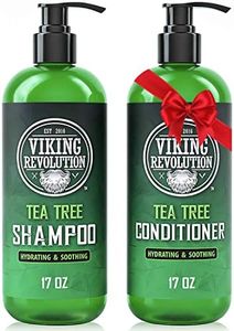 Viking Revolution Tea Tree Shampoo and Conditioner Set - Hydrates, Moisturizes & Soothes Dry and Itchy Scalps - With Natural Tea Tree Oil - 17 oz