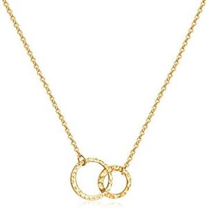 Estendly Delicate 14K Gold Two Interlocking Infinity Pendant Necklace Gifts for Women