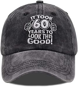 Vintage 60th Birthday Gifts Baseball Cap, Funny Adjustable Washed Cotton Embroidered Hats for Men Women Dad Mom ¡­, 60th Birthday Embroidered Black, One Size