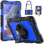 Timecity Case for Samsung Galaxy Tab A7 Lite Case 8.7 inch 2021 (SM-T220/T225), Shockproof Protective Case with Rotating Stand, Screen Protector, Hand/Shoulder Strap for Tab A7 Lite 8.7'', Dark Blue