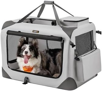 Feandrea 32 Inches Collapsible Soft Dog Crate, Portable Travel Dog Crate for Indoor and Outdoor Use, Dog Carrier Kennel with Safety Zippers, for Living Room, Car, Travelling, Smoke Gray UPDC080G02