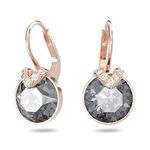 Swarovski Bella Drop Pierced Earrings, with Grey Crystals, Rose-Gold Tone Plated Setting and Clear Crystal Pavé, a Part of the Bella Collection